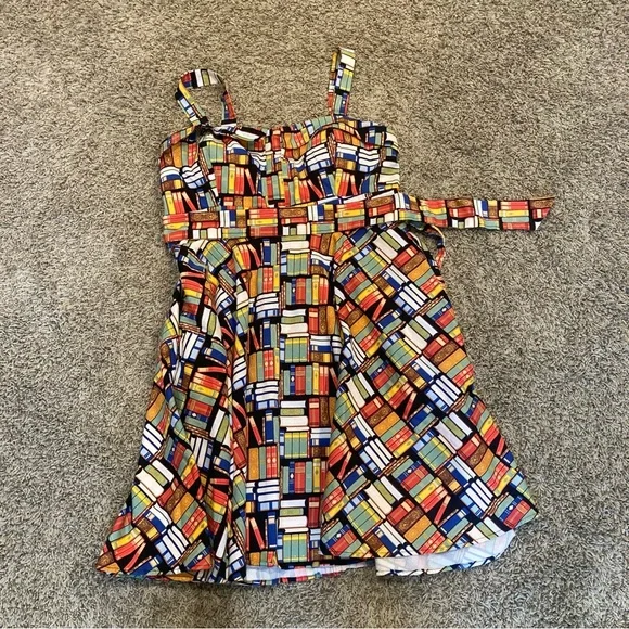 Eva Rose Book Dress teacher, school, fun, whimsical, sweetheart neckline, straps - Picture 2 of 15